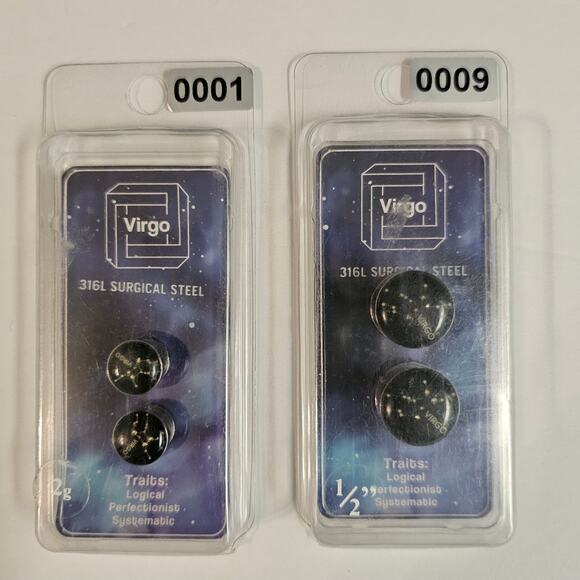 VIRGO Constellation Zodiac Ear Jewelry Plug 316L Surgical Steel Bundle Lot of 7 - Picture 2 of 6